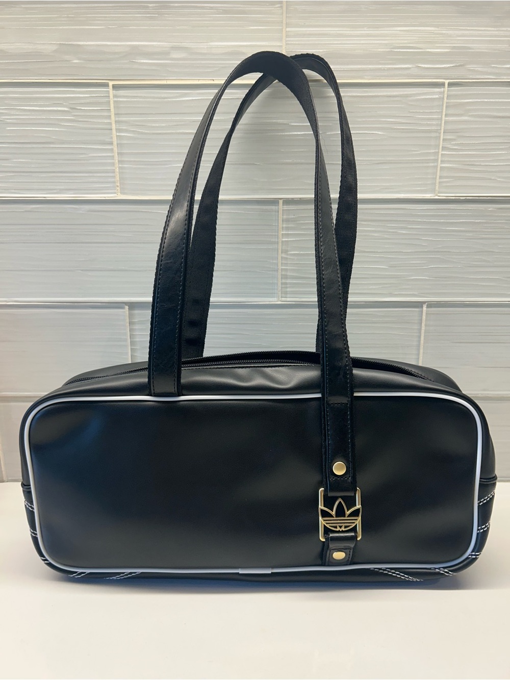 adidas Black Shoulder Bag with Gold Trefoil Hardware